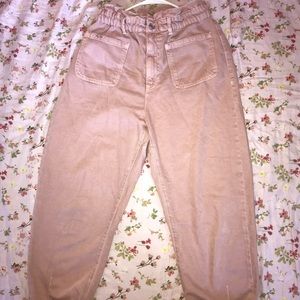 Paperbag High Waisted Pink Mom Jeans Zara